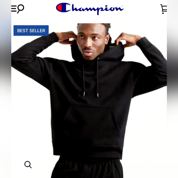 Champion Men's Black Hoodie 80% Cotton Kangaroo Pocket XL - Picture 13 of 16
